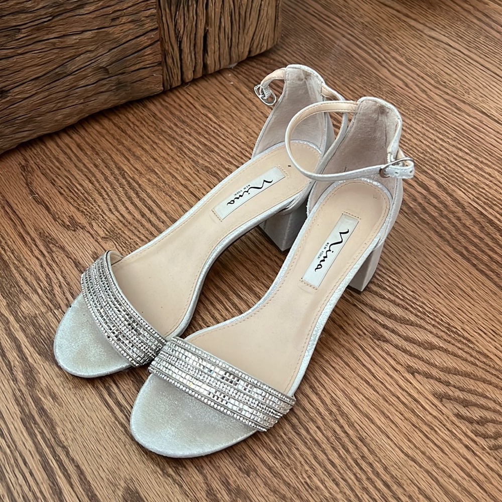 Nina silver rinestoned heels